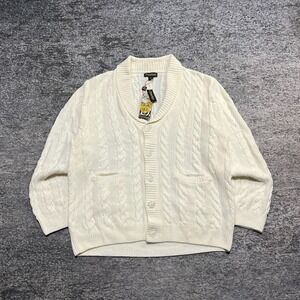 NWT Vintage Prestige Cardigan Sweater Mens XXL White Grandpa 80s‎ 90s